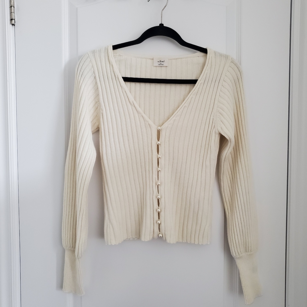 **SOLD** Aritzia Wilfred Pearl Wool-Blend Cardigan - Picture 2 of 6